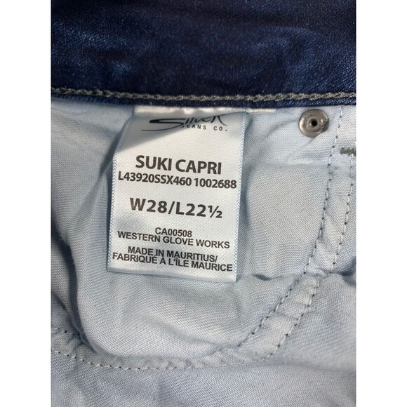 Silver Jeans Womens Size 28 x 22.5 Blue Suki Capri Low Rise Denim Stretch - Picture 2 of 10
